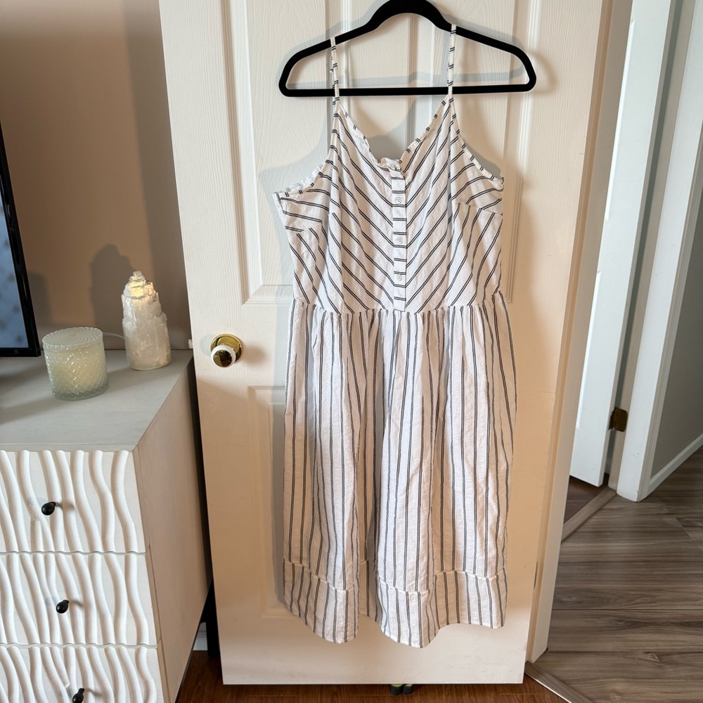 Joe Fresh White Dress with Black Stripes